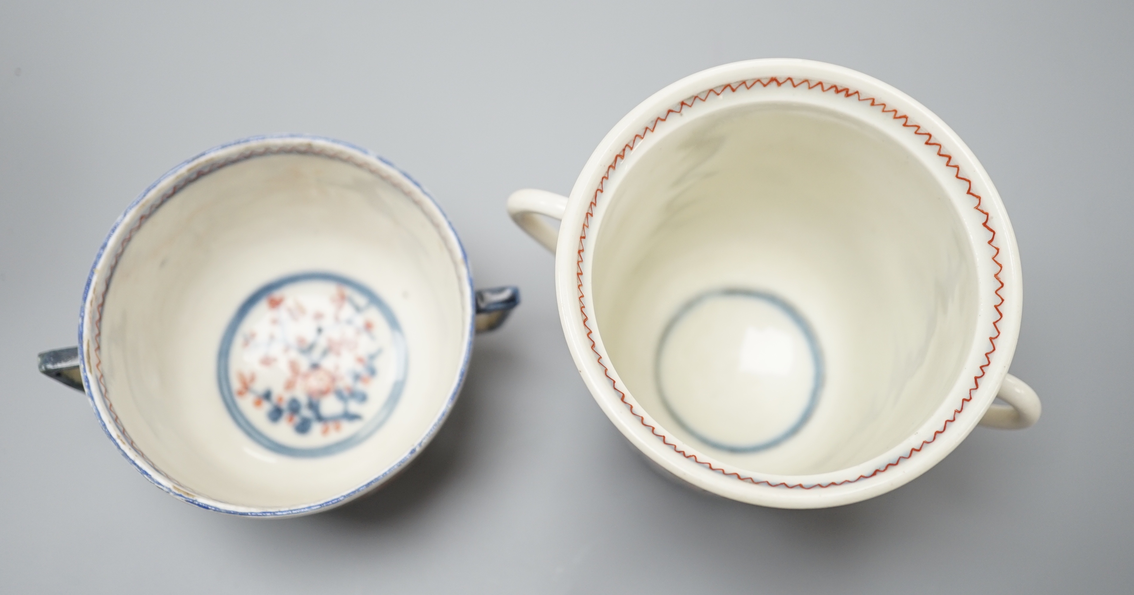 2 Japanese Arita 2 handled cups, Edo period, tallest 9cms high.